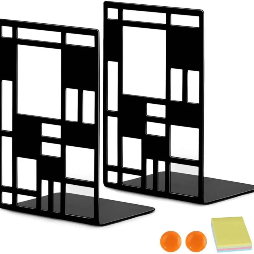 DIFIT Buchstützen Metall, 1 Paar Schwarz, Vintage Book Holder für Regal