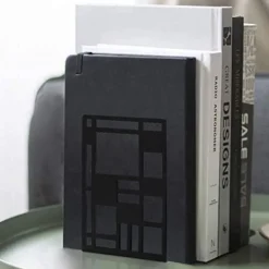 DIFIT Buchstützen Metall, 1 Paar Schwarz, Vintage Book Holder für Regal
