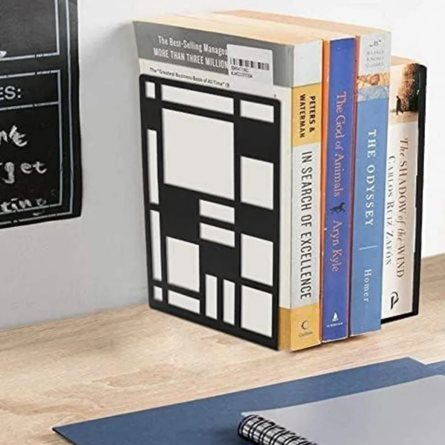 DIFIT Buchstützen Metall, 1 Paar Schwarz, Vintage Book Holder für Regal