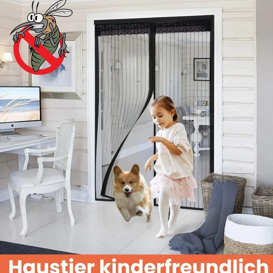 DIKER Fliegengitter Magnet Tür 100x200cm für Balkontür ohne Bohren