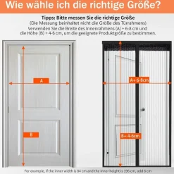 DIKER Fliegengitter Magnet Tür 100x200cm für Balkontür ohne Bohren