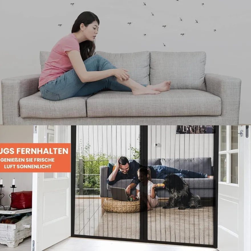 DIKER Fliegengitter Magnet Tür 100x200cm für Balkontür ohne Bohren