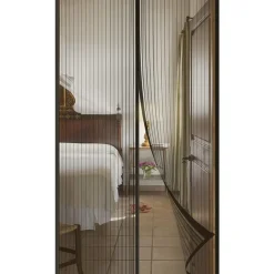DIKER Fliegengitter Magnet Tür 80x200cm Schwarz - Insektenschutz für Balkon und