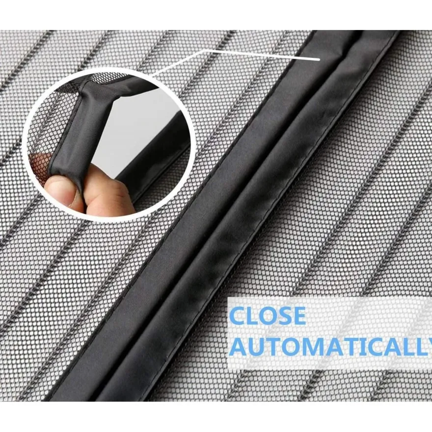 DIKER Fliegengitter Magnet Tür 80x200cm Schwarz - Insektenschutz für Balkon und