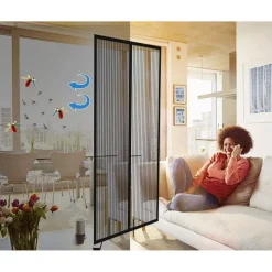 DIKER Fliegengitter Magnet Tür 80x200cm Schwarz - Insektenschutz für Balkon und
