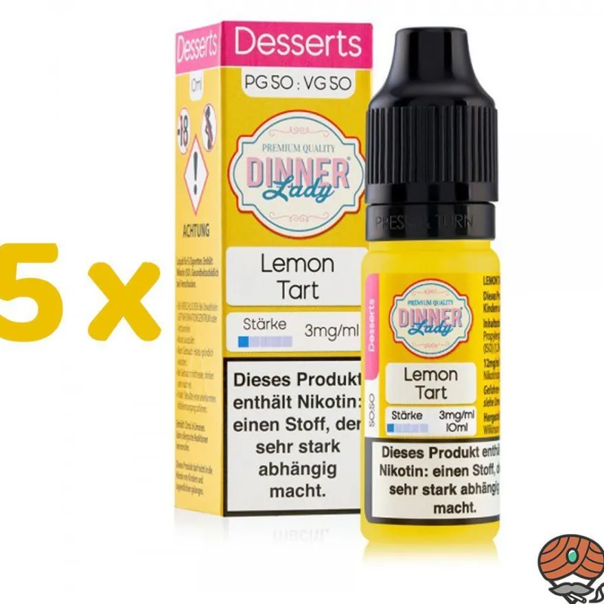Dinner Lady Lemon Tart 3mg/ml Nikotin, 50/50 Liquid 5x 10ml