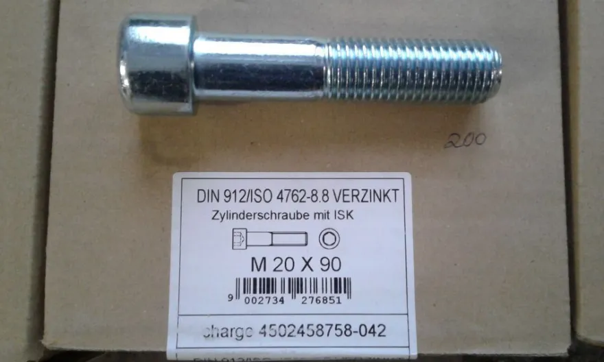 DIN 912 Zylinderschrauben mit Innensechskant, M 20 x 90 8.8 VZ 1 Stk