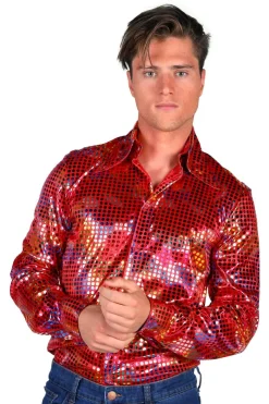 Disko Hemd Herren Paillettenhemd Dancing 70er 80er LA Glitzer Karneval Fasching