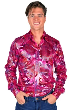 Disko Hemd Herren Paillettenhemd Dancing 70er 80er LA Glitzer Karneval Fasching