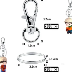 DKBT Schlüsselring Edelstahl Klein 400 Stück Karabiner Schlüsselanhänger