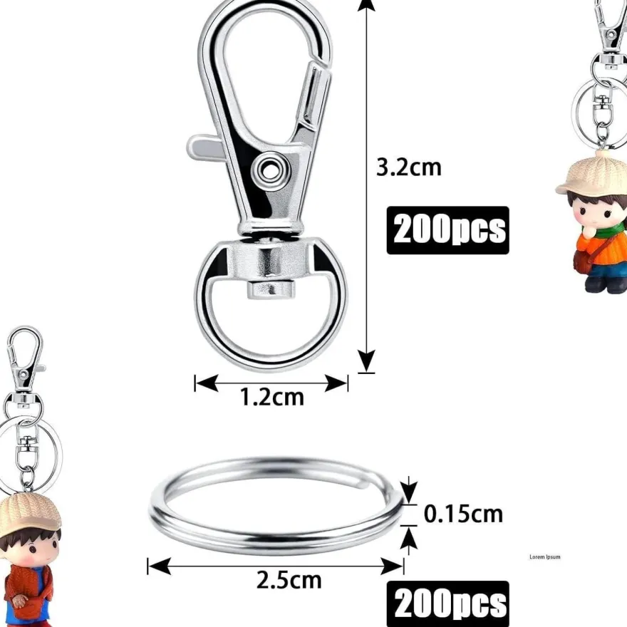 DKBT Schlüsselring Edelstahl Klein 400 Stück Karabiner Schlüsselanhänger