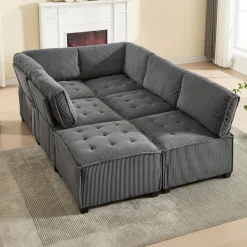 Dolamaní 308 cm 6-Sitzer Sofa aus Cordstoff, flexibel als U-Form, L-Form oder