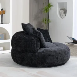 Dolamaní Lazy Sofa Sitzsack Stuhl Couch Lounger mit 3 Kissen, Schwarz