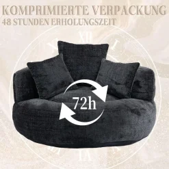 Dolamaní Lazy Sofa Sitzsack Stuhl Couch Lounger mit 3 Kissen, Schwarz