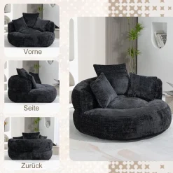 Dolamaní Lazy Sofa Sitzsack Stuhl Couch Lounger mit 3 Kissen, Schwarz