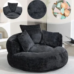 Dolamaní Lazy Sofa Sitzsack Stuhl Couch Lounger mit 3 Kissen, Schwarz