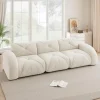 Dolamaní Modernes 3-Sitzer Cord Sofa, Rahmenlos, Chenille, Hochelastisch, Weiß