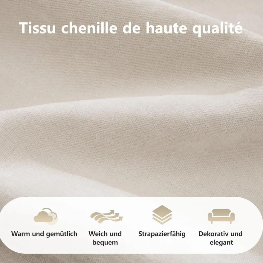 Dolamaní Modernes 3-Sitzer Cord Sofa, Rahmenlos, Chenille, Hochelastisch, Weiß