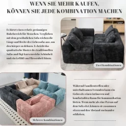 Dolamaní Modernes 2-Sitzer Polstersofa mit Chaiselongue, 2 Kissen, Schwarz B