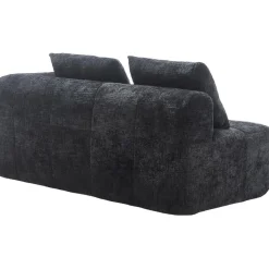 Dolamaní Modernes 2-Sitzer Polstersofa mit Chaiselongue, 2 Kissen, Schwarz B