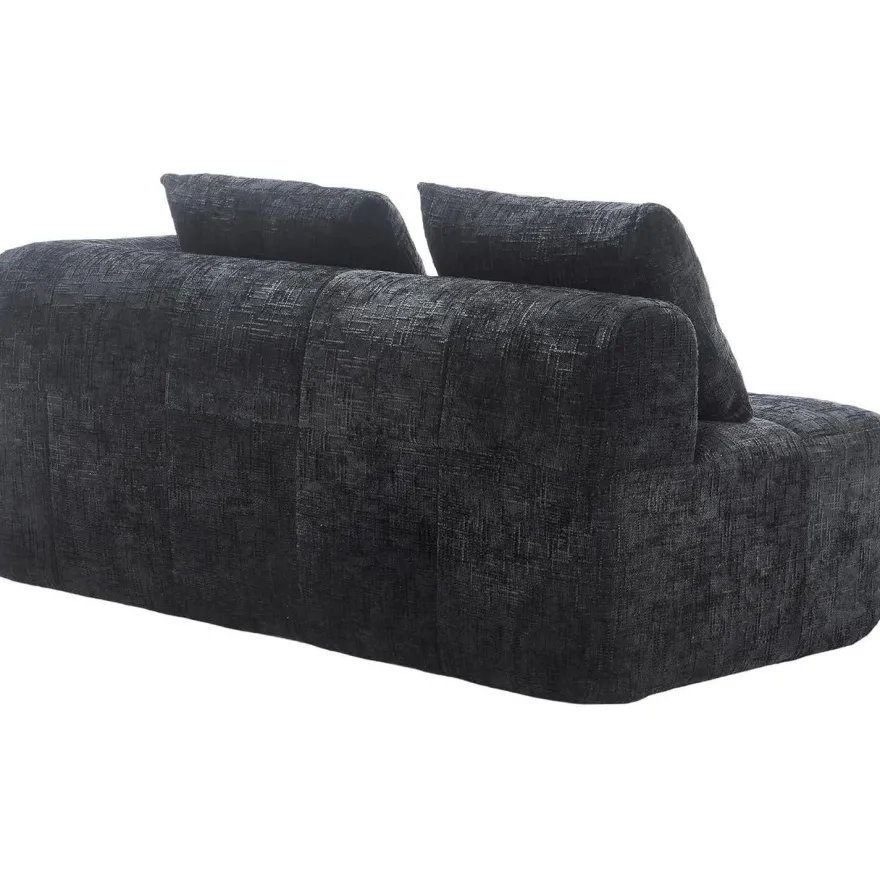 Dolamaní Modernes 2-Sitzer Polstersofa mit Chaiselongue, 2 Kissen, Schwarz B