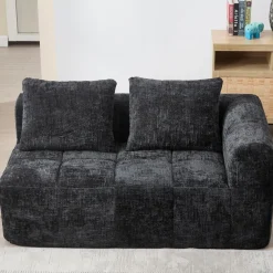 Dolamaní Modernes 2-Sitzer Polstersofa mit Chaiselongue, 2 Kissen, Schwarz B