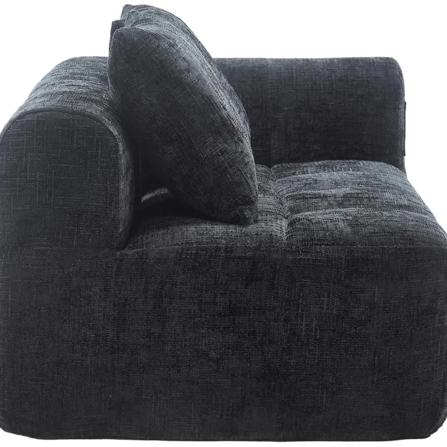 Dolamaní Modernes 2-Sitzer Polstersofa mit Chaiselongue, 2 Kissen, Schwarz B