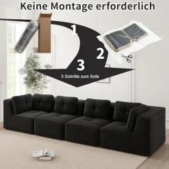Dolamaní 4-Sitzer Ecksofa aus Cordstoff, modular, ohne Montage, hochelastische