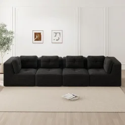 Dolamaní 4-Sitzer Ecksofa aus Cordstoff, modular, ohne Montage, hochelastische