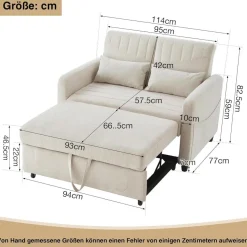 Dolamaní 2-Sitzer Klappsofa mit Schlaffunktion und verstellbarer Rückenlehne