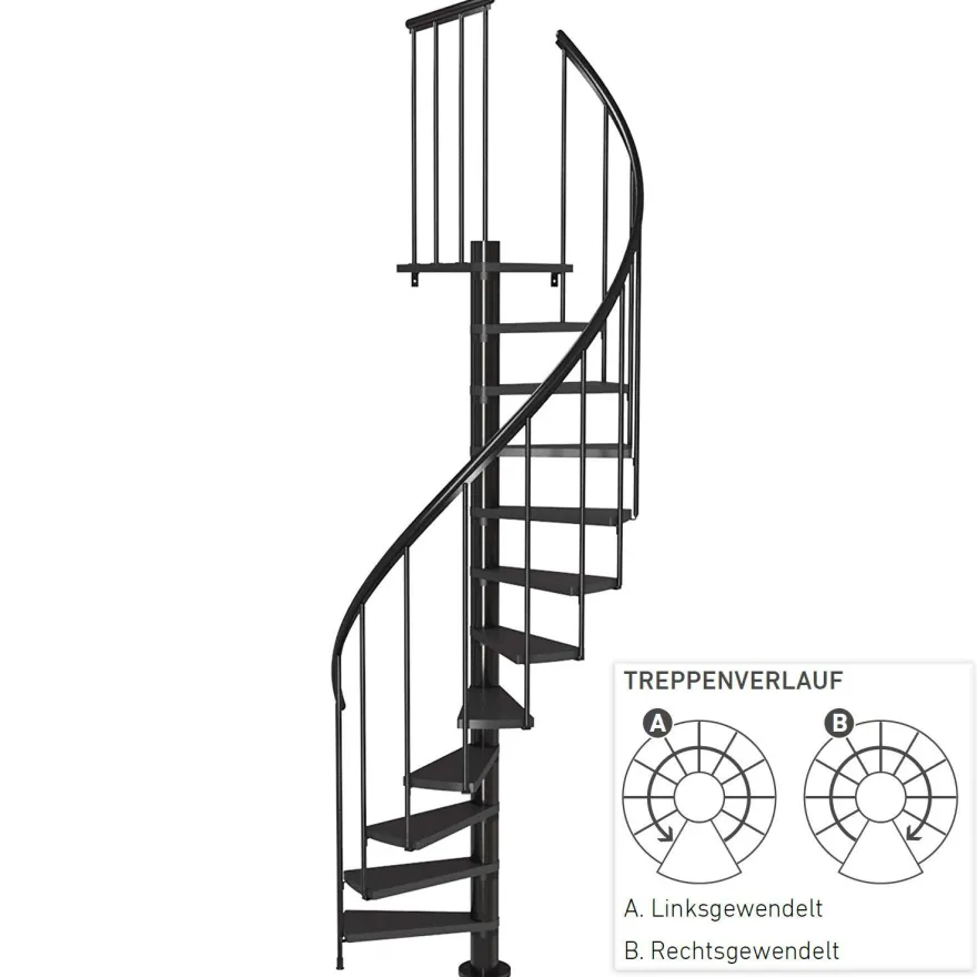 Dolle Spindeltreppe Calgary Anthrazit 244,8-280,8cm Geschosshoehe Ø120cm