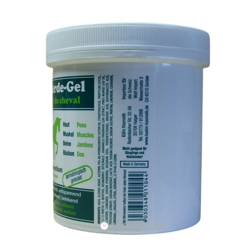 6 Dosen / Tiegel Pferde Gel mit Latschenkiefer-Öl und Menthol 500 ml