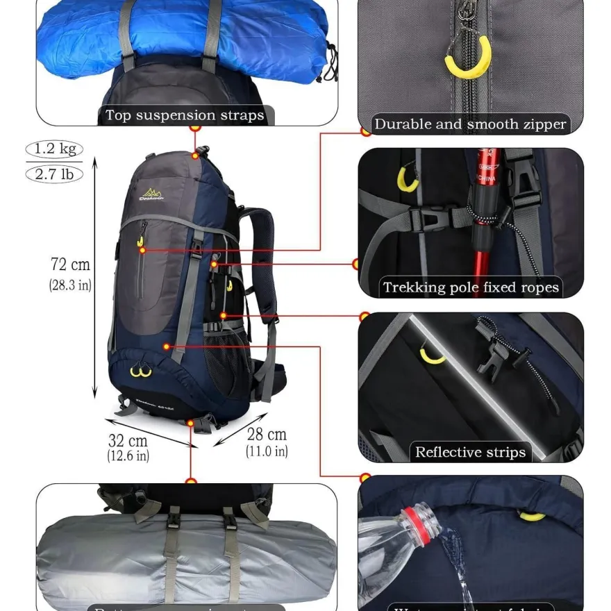 Doshwin 70L Trekkingrucksack Campingrucksack Reiserucksack Wanderrucksack Damen