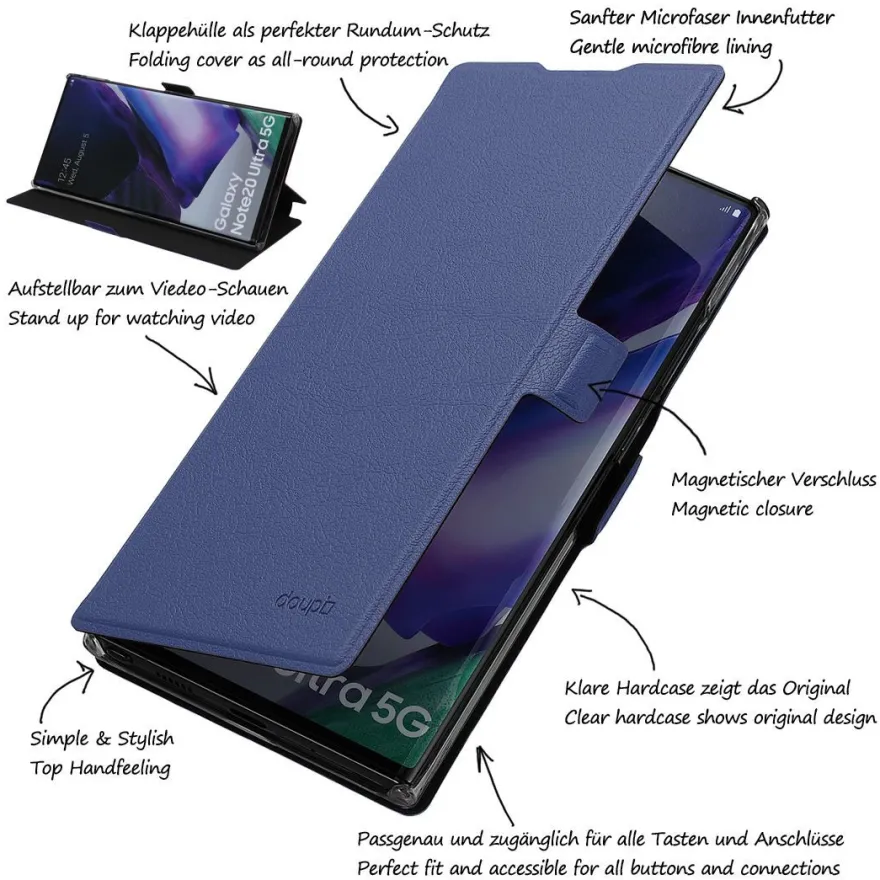 doupi Flip Case Samsung Note 20 Ultra Magnet Cover Aufstellbar Ständer Schutz Hülle