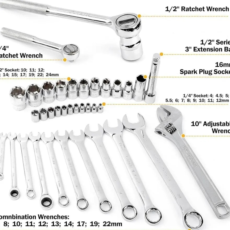 DOWELL 85-teiliges Werkzeugset für Kfz-Mechaniker - Komplettset für Auto