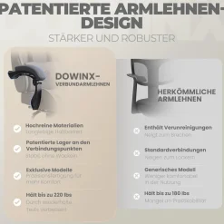 Dowinx Gaming Stuhl Bürostuhl mit Fußstütze Lendenkissen Kopfstütze Grau