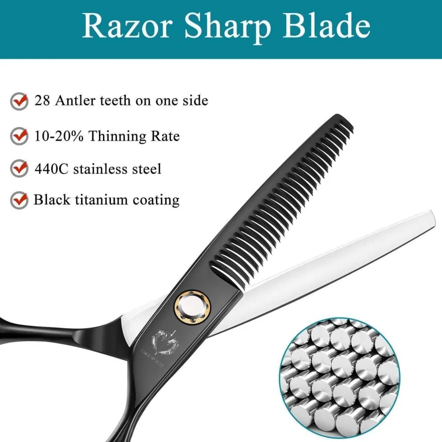 DRAGON RIOT Friseurschere Set 6.0 Zoll Profi Japanische Haarschere Schwarz