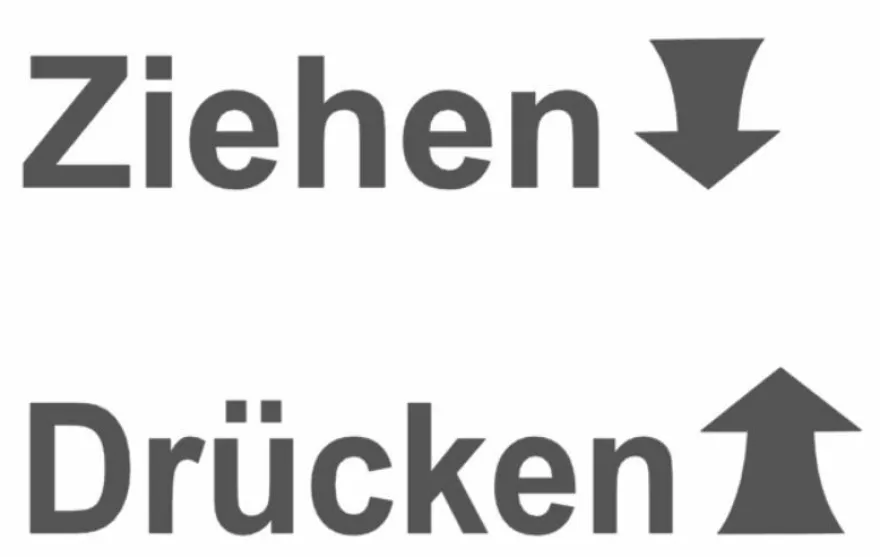 Drücken ZIEHEN Aufkleber 10,15, 20, 25 cm Türschild Schild Aufkleber 182