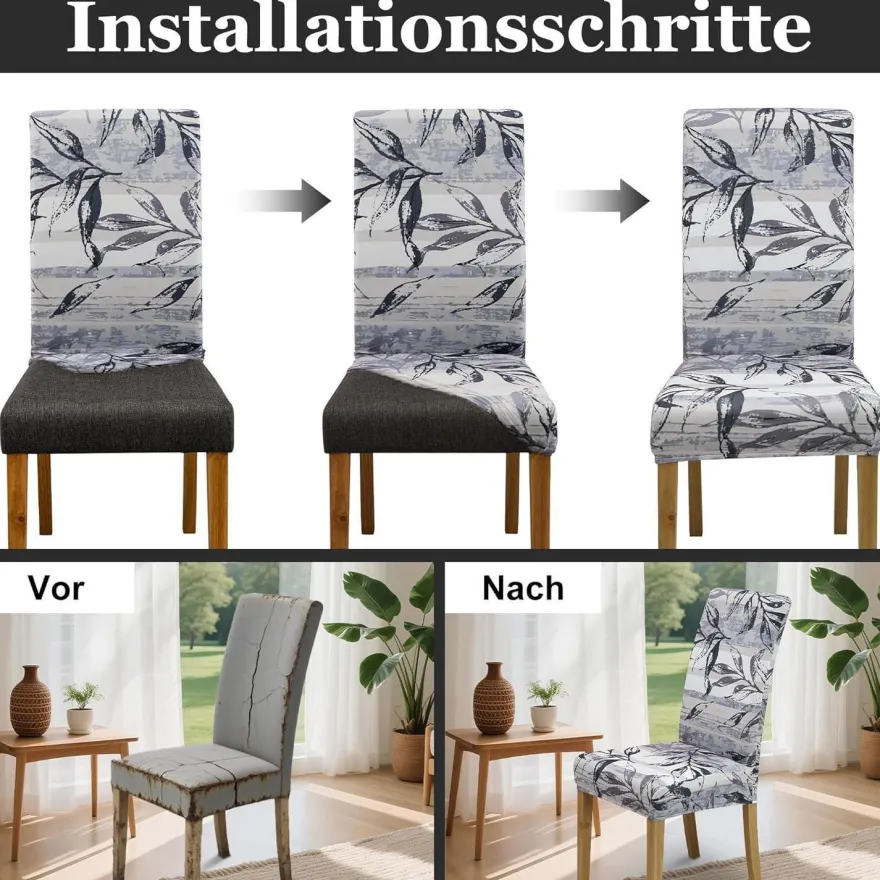 Dreahotextil Stuhlbezüge (4/6 Stück) - Weich, Geschmeidig, Leuchtende Farben