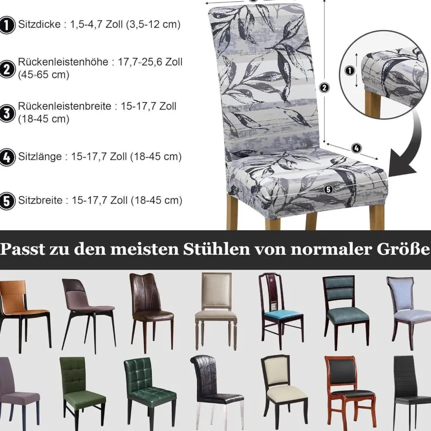 Dreahotextil Stuhlbezüge (4/6 Stück) - Weich, Geschmeidig, Leuchtende Farben