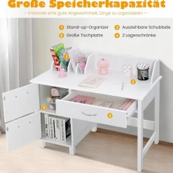 Dreamade Kinderschreibtisch mit Stuhl und Aufbewahrung, Jugendschreibtisch aus