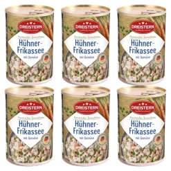 Dreistern 6x Hühnerfrikassee mit Gemüse 400g Ringpulldose / Original Konserve