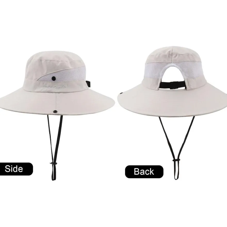 Dreshow Damen Sonnenhut UV-Schutz Hut faltbar Mesh breite Krempe für Strand