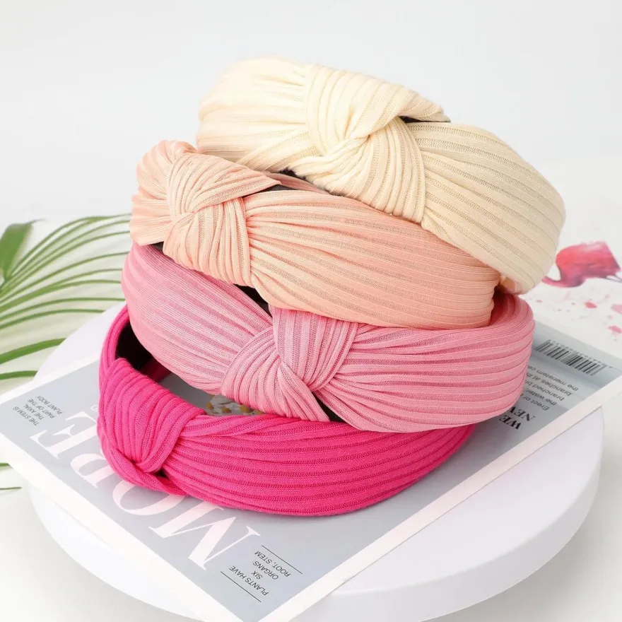 Dreshow Haarreifen Damen Mädchen Boho Stirnband 4er Pack breit Knoten