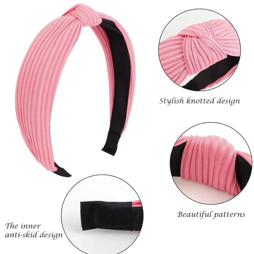 Dreshow Haarreifen Damen Mädchen Boho Stirnband 4er Pack breit Knoten
