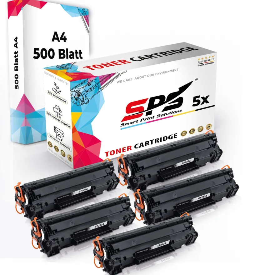 Druckerpapier A4 + 5x Multipack Set Kompatibel für HP Laserjet Pro M 202 (CF283A/8