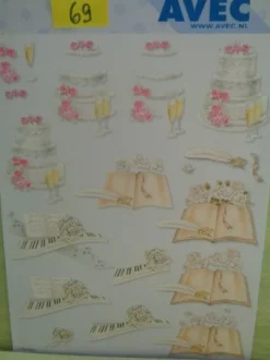 3D Schneidebogen Motivpapier Toppers Liebe Hochzeit Hände Tauben Rosen Veilchen