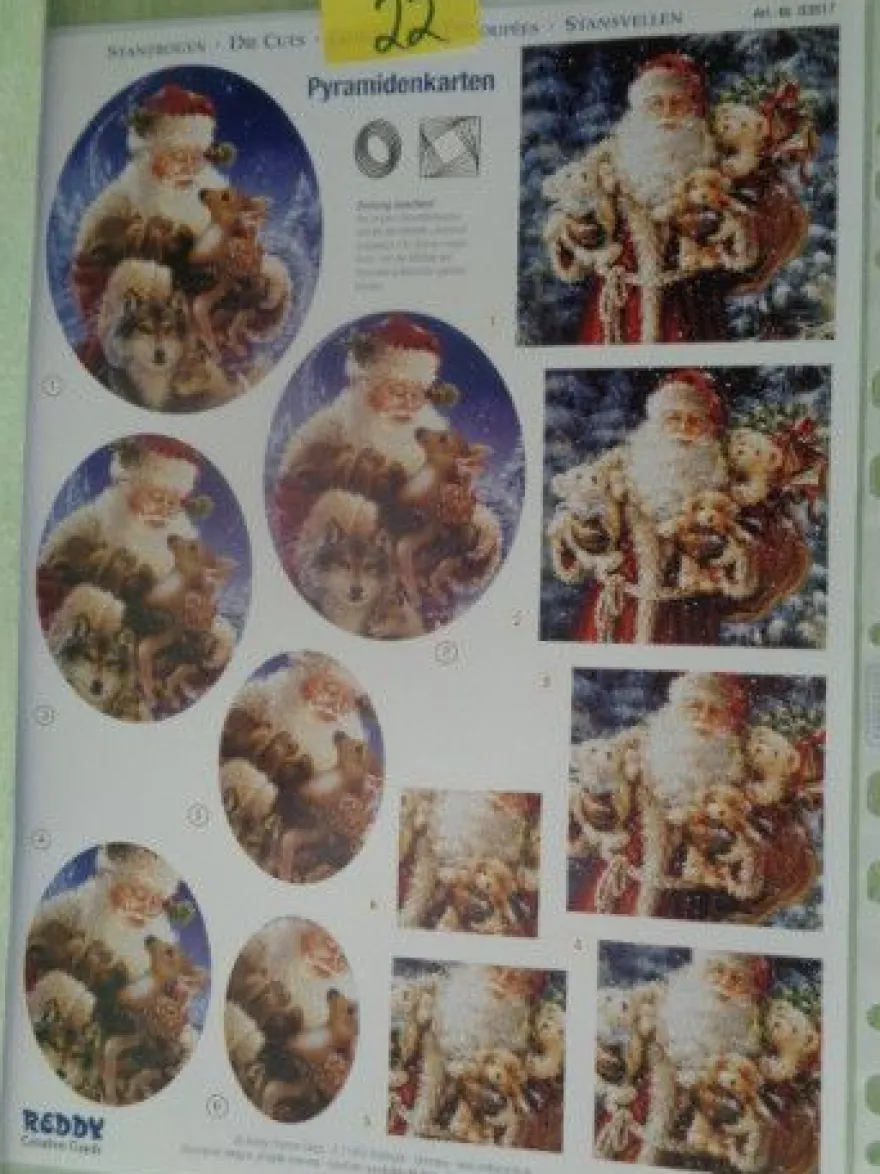 3D Stanzbogen Reddy Weihnachten Weihnachtsmann Kinder Schneemann Tiere
