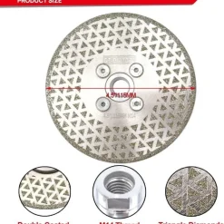 DT-DIATOOL Diamantscheibe 115 mm, 2 Stück, M14, doppelseitig galvanisch, Trenn