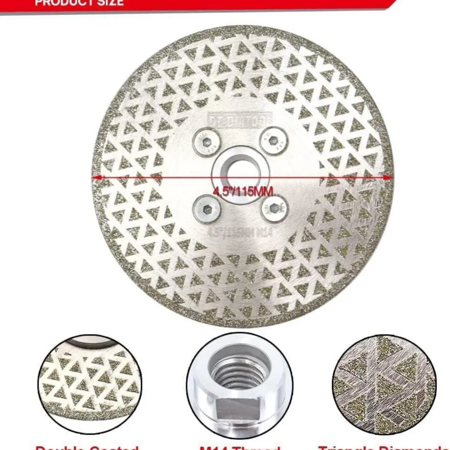 DT-DIATOOL Diamantscheibe 115 mm, 2 Stück, M14, doppelseitig galvanisch, Trenn